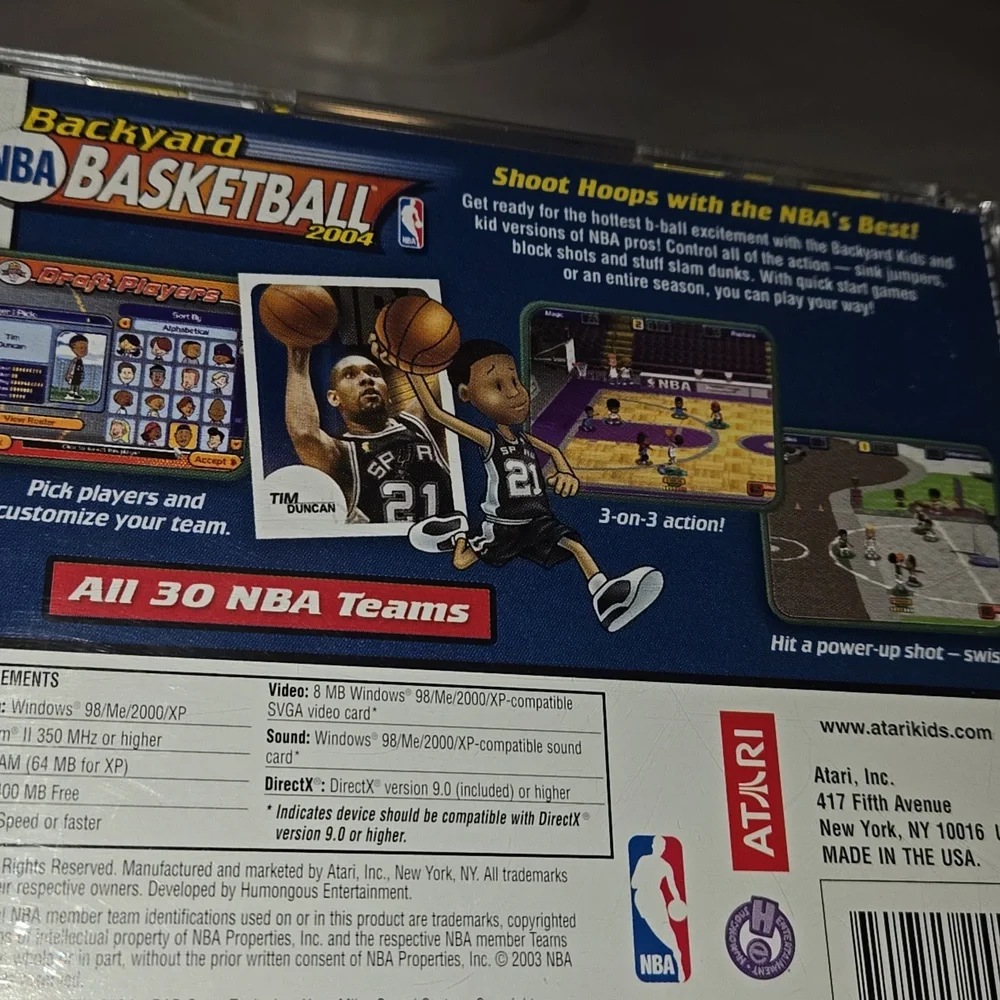 BACKYARD NBA BASKETBALL 2004 - TIM DUNCAN PC CD-ROM GAME